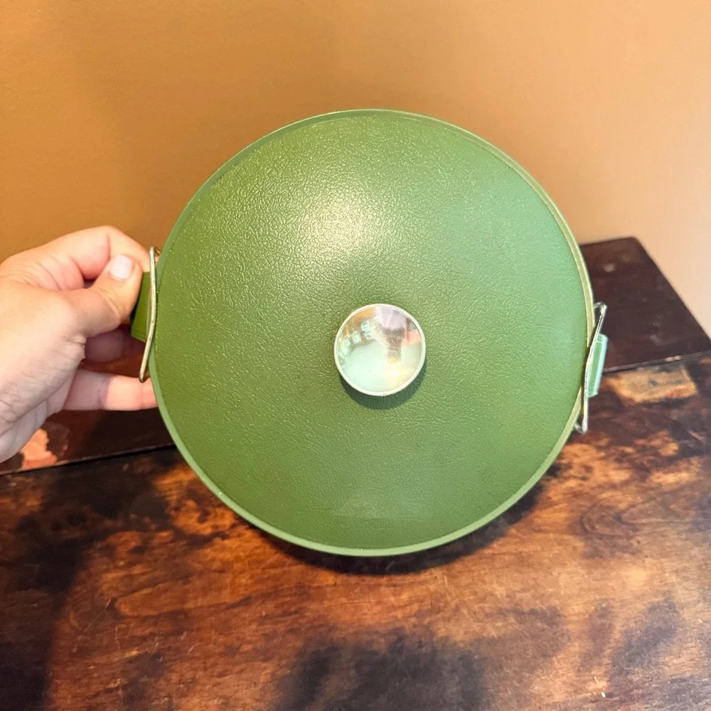 Vintage‎ Sunfrost Thermo-O-Ware Ice Bucket Green White Mid Century Barware
